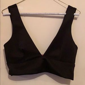 Black Deep V Crop Top